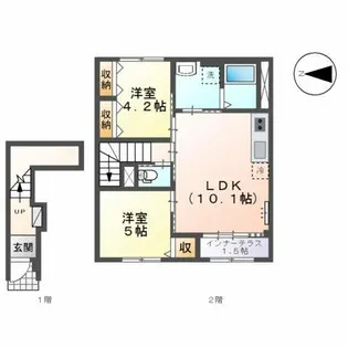 小信中島字東鵯平78番地 新築アパート【2階】の間取り