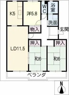 ビレジ岩倉【3階】の間取り