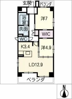 カラバサス【5階】の間取り