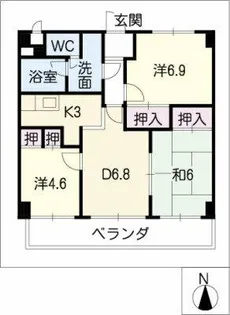 シャトー天神【301号室】の間取り