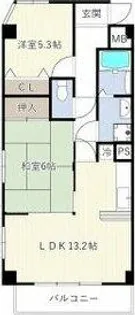 グランドヒルズ西川【5階】の間取り