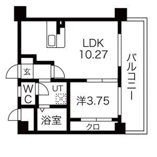 ラシュールイン大橋南【403号室】の間取り