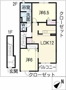 アンソレイユ西山Ⅰ【2階】の間取り
