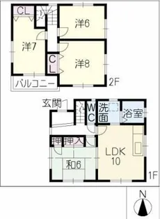 横根町羽根山貸家 B棟【2階】の間取り