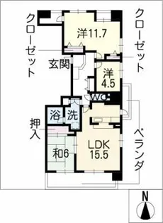 天王通パーク・ホームズ1104号【11階】の間取り