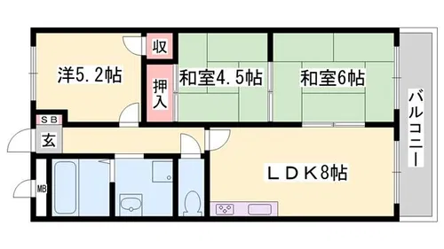 リゾティ英賀保【106号室】の間取り