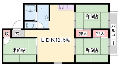 ガーデンハウス【B102号室】の間取り