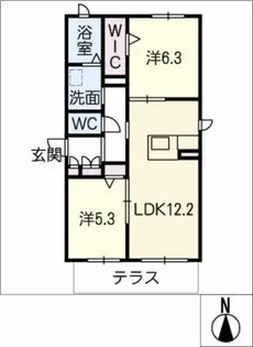 シャーメゾン鶴里【1階】の間取り