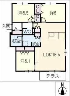 石川橋リビング【1階】の間取り