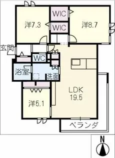 石川橋リビング【3階】の間取り