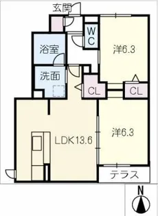 仮)JA賃貸 小牧市常普請【1階】の間取り