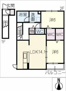 仮)JA賃貸 小牧市常普請【2階】の間取り