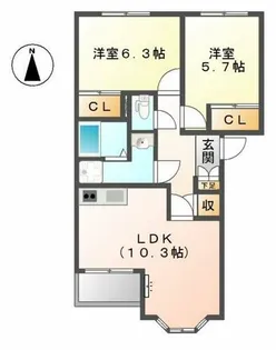 カーザ 浅野【2階】の間取り