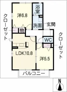 パークハイツA棟【2階】の間取り