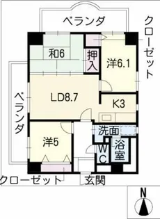 グランベール志賀本通り【8階】の間取り