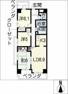グランベール志賀本通り【9階】の間取り