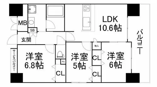 ベリー海老江【10階】の間取り