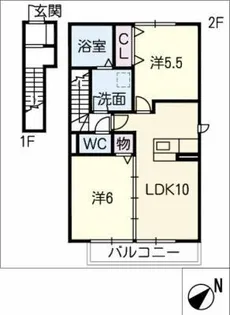スカイハイツ【2階】の間取り