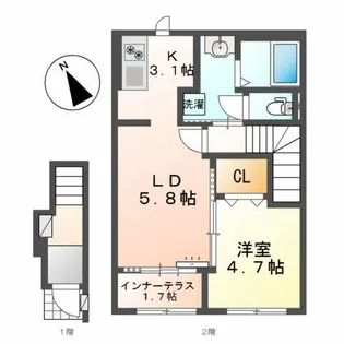 仮称)岸和田市磯上町新築アパート【2階】の間取り