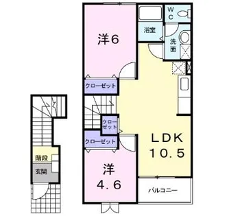 シエーヌ花梨【202号室】の間取り