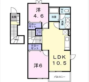 ラシーヌ二ツ家【201号室】の間取り