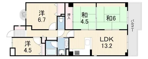 カネボウ芦屋アーバンプラザ【4階】の間取り