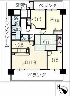 ランディア桃花台壱番館402号室【4階】の間取り