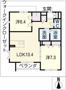 エバーグレース東徳川【2階】の間取り