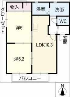 グリーンコート穂麦A棟【2階】の間取り