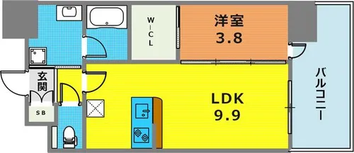 GENOVIA神戸新開地駅前【1503号室】の間取り