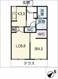 フレグランス一本木B【1階】の間取り