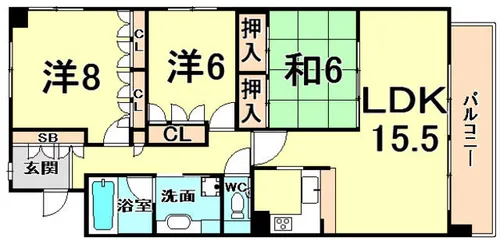 エレガンス甲子園【3階】の間取り