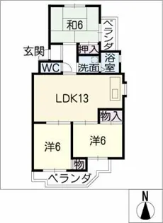 ハイツ高御堂J棟【3階】の間取り
