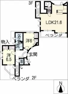ディアコート徳川山【3階】の間取り