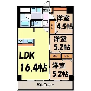 カーサビアンカ黒川【8階】の間取り