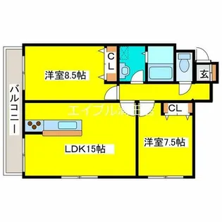 サンハイムフルール【201号室】の間取り