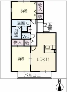 タウンコート岩崎台 A棟【2階】の間取り