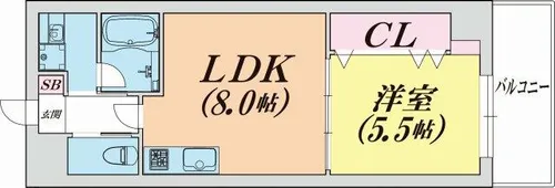 ウィングコート小松【9階】の間取り