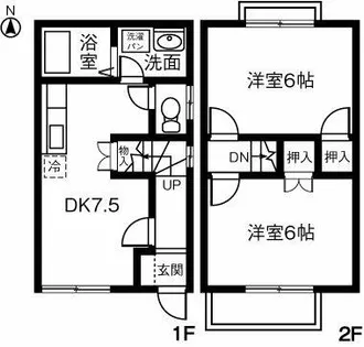 愛知県春日井市篠木町2丁目【テラスハウス】の間取り