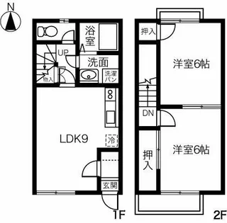 愛知県春日井市六軒屋町6丁目【テラスハウス】の間取り