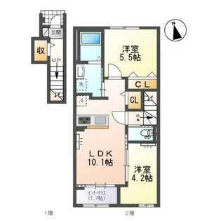 奥町新築アパート【2階】の間取り