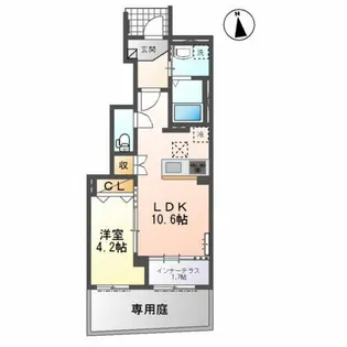 奥町新築アパート【1階】の間取り