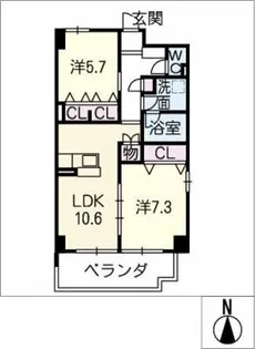ベルシャトレ御器所【3階】の間取り