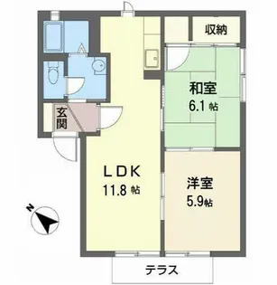 ハイツあっと ほうむ【1階】の間取り