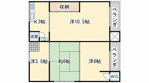サンワハイツ羽倉崎【2階】の間取り