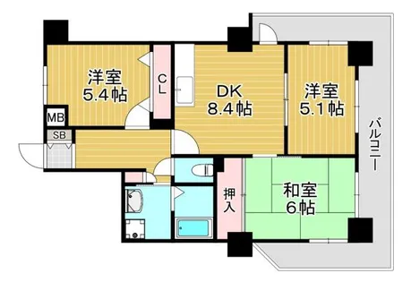 第1玉造マンション【6階】の間取り