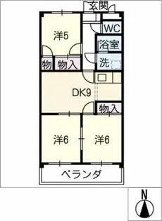 エクセリ-稲垣【3階】の間取り