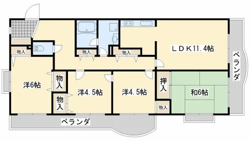 グリーンパーク樽井【3階】の間取り