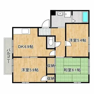 サンプライム阪南B棟【2階】の間取り