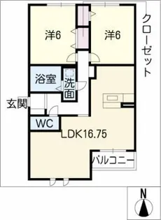 シャンドフルールB棟【2階】の間取り